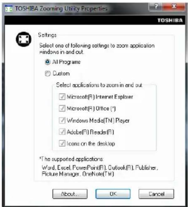 TOSHIBA Satellite T210 - TOSHIBA Zooming Utility - 1