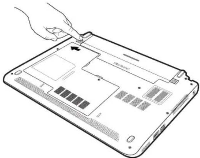 TOSHIBA Satellite T210 - Removing the battery from the computer - 1