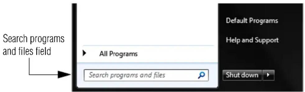 TOSHIBA Satellite T210 - Starting a program using the Search programs and files field - 1
