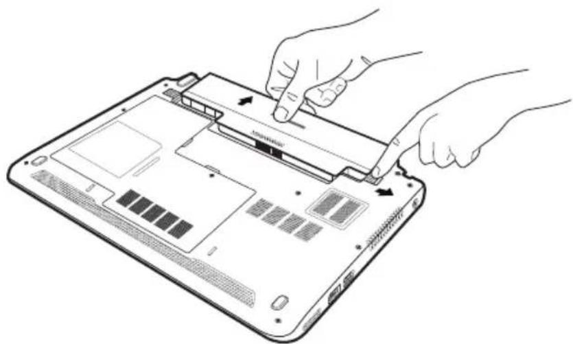 TOSHIBA Satellite T210 - Removing the battery from the computer - 2