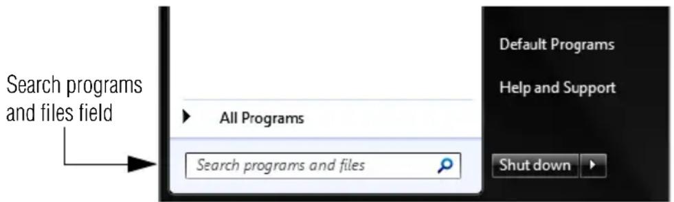 TOSHIBA Mini NB250 - Starting a program using the Search programs and files field - 1