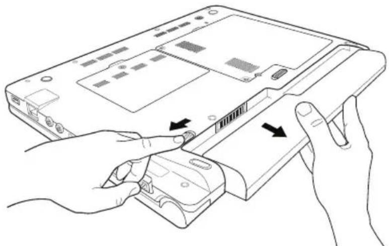 TOSHIBA Mini NB250 - Removing the battery from the computer - 2