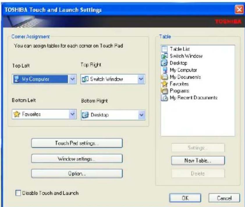 TOSHIBA Satellite M60 - TOSHIBA Touch and Launch Settings - 1