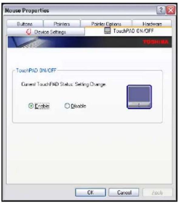 TOSHIBA Satellite M60 - Disabling or enabling the TouchPad - 1