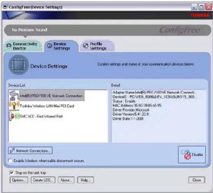 TOSHIBA Portege M100 - Device Settings - 1