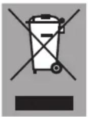 Warning symbol for a trash bin with crossed lines indicating no waste, and a blank rectangular bar below.