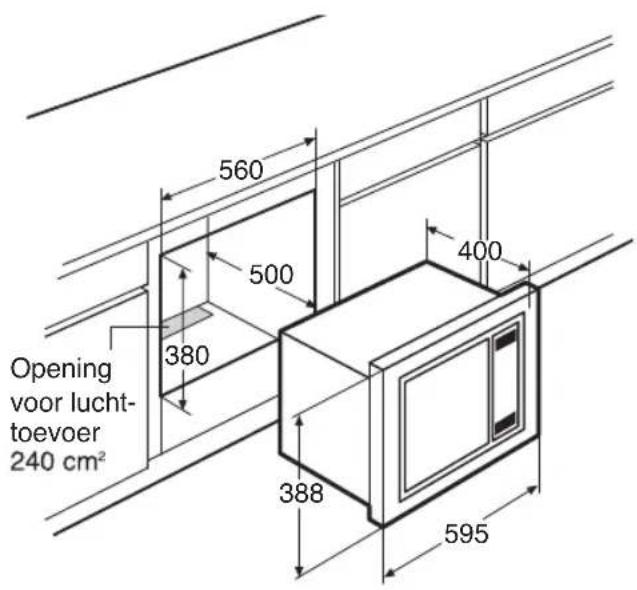 Opening voor lucht- toevoer 240 cm² 560 500 380 400 388 595