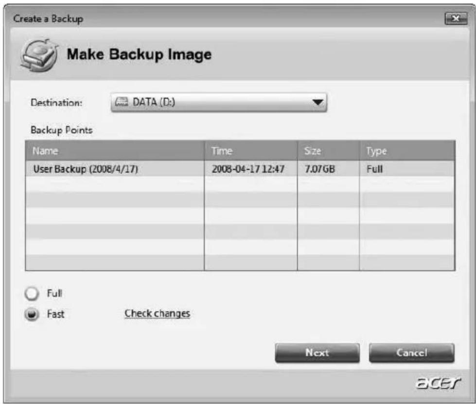 ACER Aspire 5930G - Create a user backup - 2