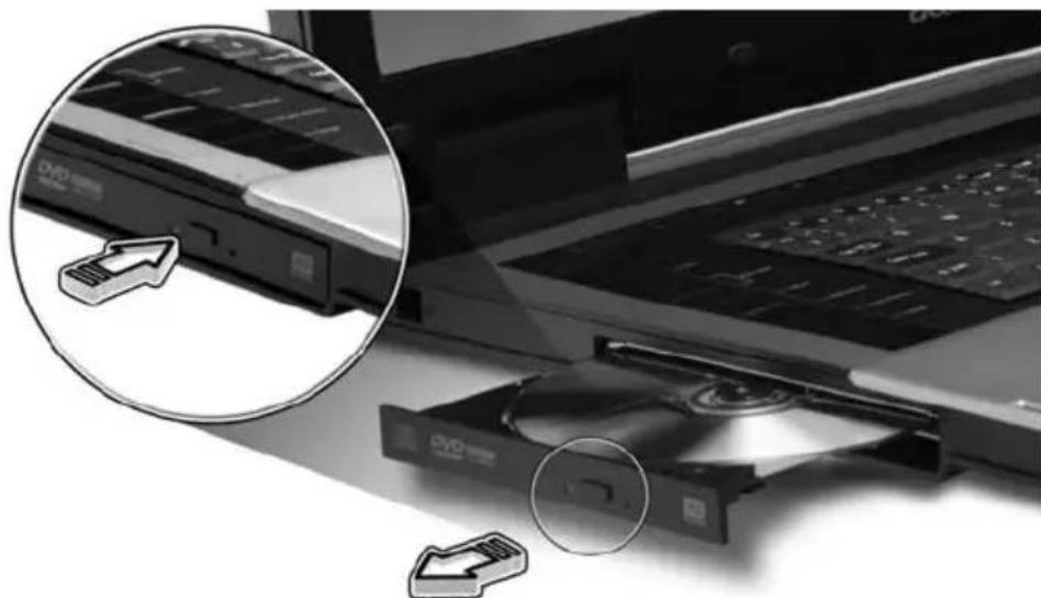 ACER Aspire 9920G - Ejecting the optical (CD or DVD) drive tray - 1