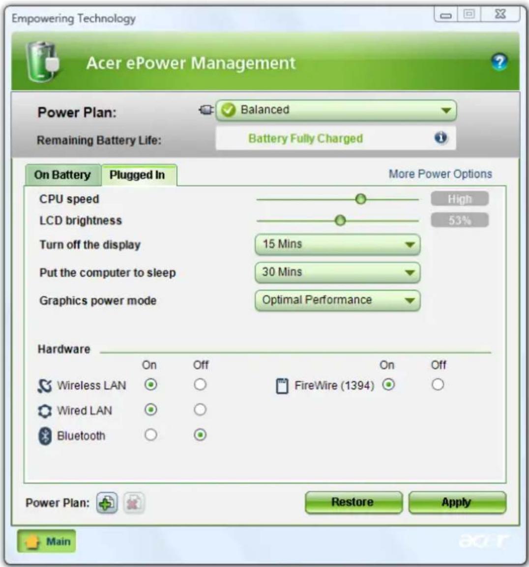 ACER Aspire 9920G - Battery status - 1