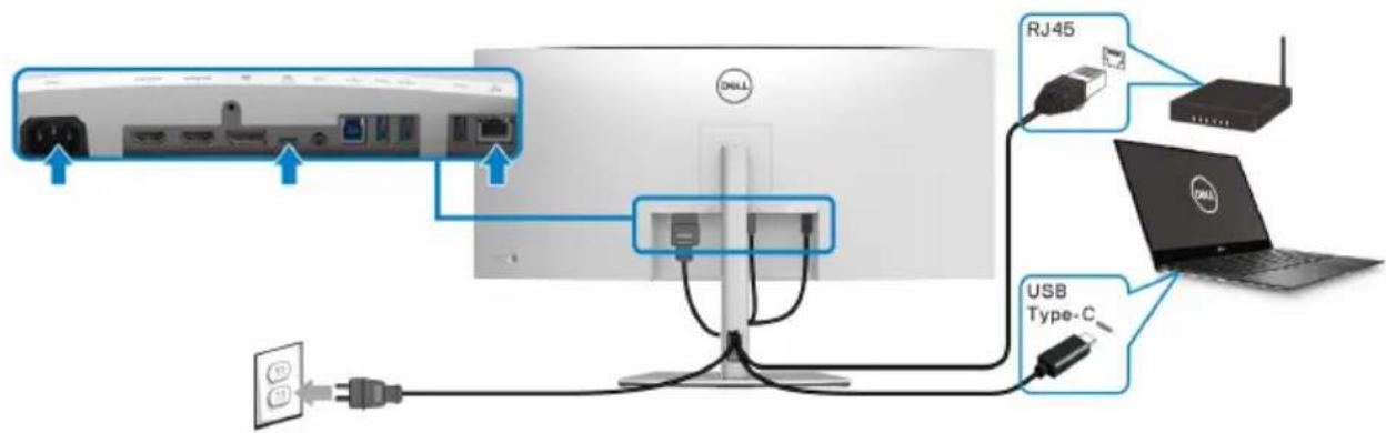 DELL UltraSharp 38 - Anschluss des Monitors für RJ45 Kabel (Optional) - 1