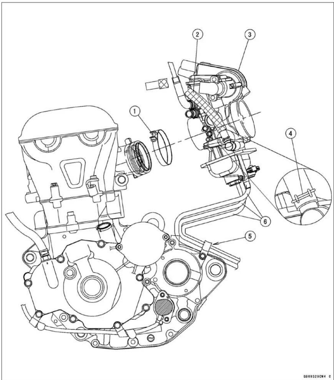 KAWASAKI KLX450R (2011) - Cable, Wire, and Hose Routing - 1