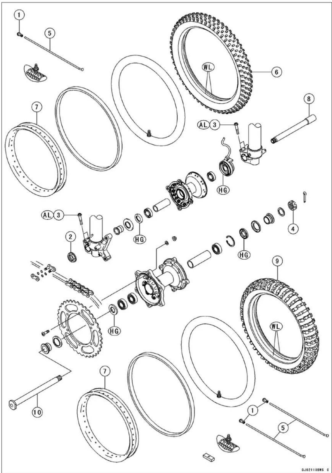 KAWASAKI KLX450R (2011) - Exploded View - 1