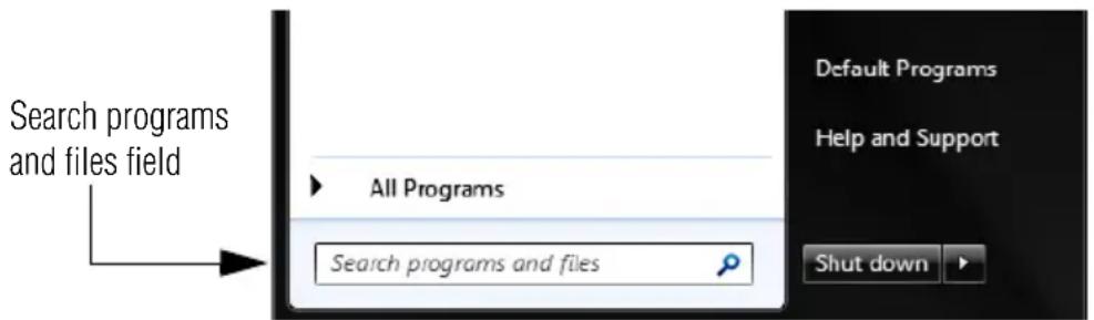 TOSHIBA Qosmio X505 - Starting a program using the Search programs and files field - 1