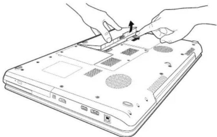 TOSHIBA Qosmio X505 - Removing the battery from the computer - 2