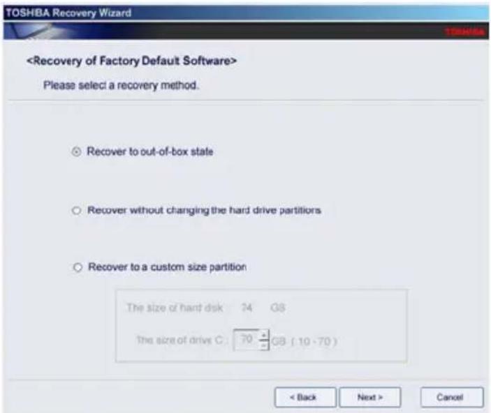 TOSHIBA Qosmio X505 - Recovering without changing the internal storage drive partitions - 3