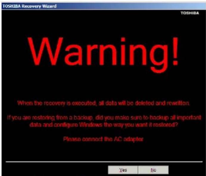 TOSHIBA Qosmio X505 - Recovering without changing the internal storage drive partitions - 1