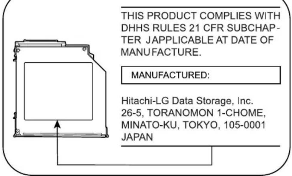 TOSHIBA Qosmio G10 - Location of the required label - 1