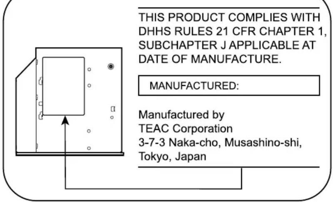 TOSHIBA Qosmio G10 - Location of the required label - 1