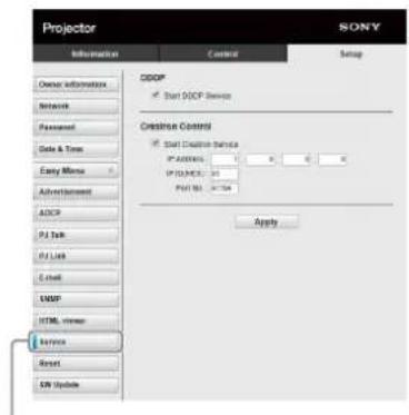 Projector Information Control Setup Owner information Network Password Data & Time Easy Menu Advertisement ADCP PJ Talk PJ LUX Email VMIP HTML Viewer Service Reset SN Update ODOP Start OOP Device Cristine Control Start Customer Service PT:000000 1 2 3 4 5 6 7 8 9 10 11 12 13 14 15 16 17 18 19 20 21 22 23 24 25 26 27 28 29 30 31 32 33 34 35 36 37 38 39 40 41 42 43 44 45 46 47 48 49 50 51 52 53 54 55 56 57 58 59 60 61 62 63 64 65 66 67 68 69 70 71 72 73 74 75 76 77 78 79 80 Apply