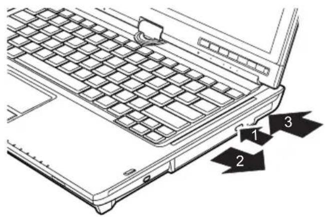 FUJITSU LifeBook T5010 - CD/DVD einlegen oder entnehmen - 1
