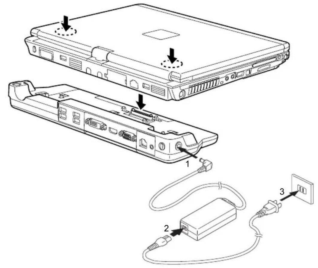 FUJITSU LifeBook T5010 - Notebook an den Port-Replikator anschließen - 1