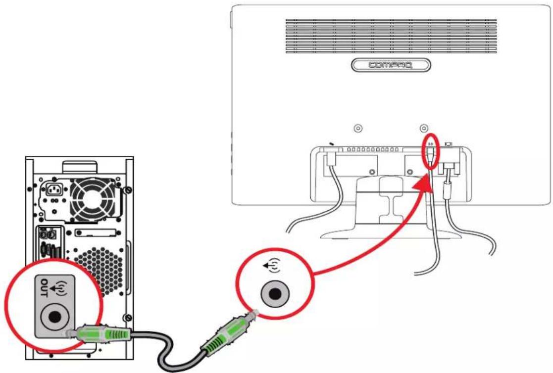 HP Compaq Presario Q2159 - Connecting the Audio Cable - 1
