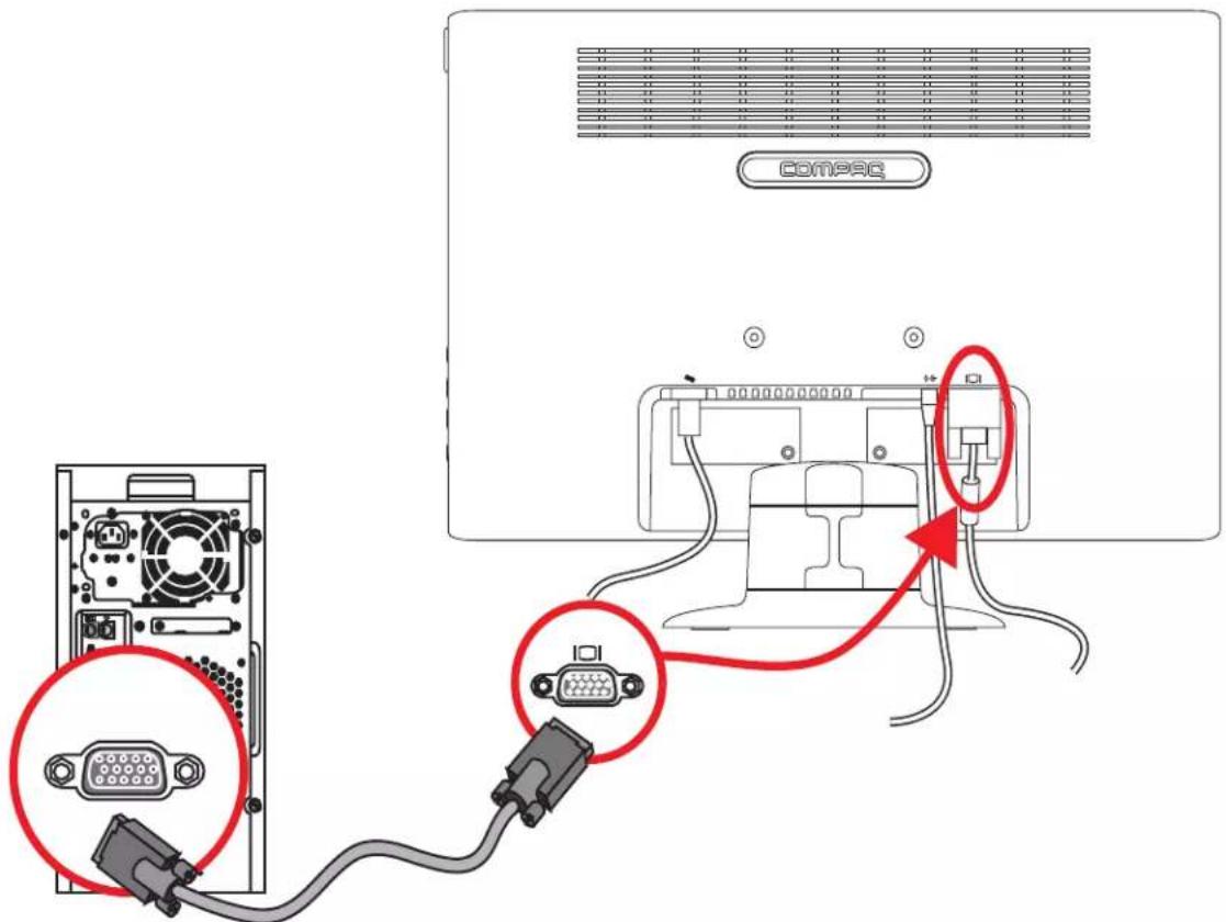 HP Compaq Presario Q2159 - Connecting the VGA (Analog) Cable - 1