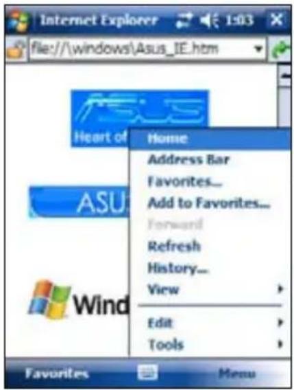 Internet Explorer file:///windows\Asus_IE.htm ASUS Heart of ASU Wind Home Address Bar Favorites... Add to Favorites... Forward Refresh History... View Edit Tools Favorites Menu