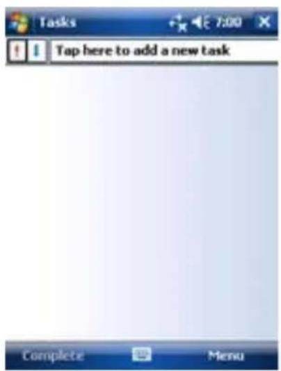Tasks Tap here to add a new task Complete Menu