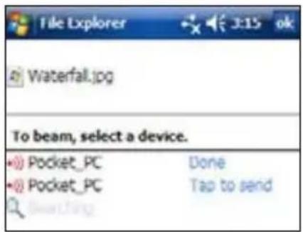 File Explorer Waterfall.jpg To beam, select a device. • Pocket_PC Done • Pocket_PC Tap to send Switching