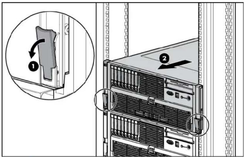 HP ProLiant DL585 G6 - Extending the server from the rack - 1