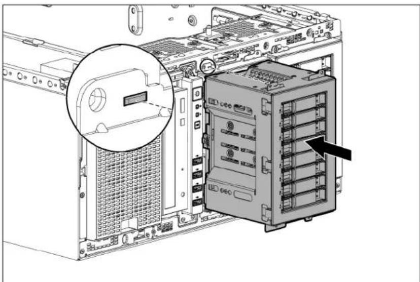 HP ProLiant ML350e G8 - Installing the optional SFF hot-plug drive cage - 2
