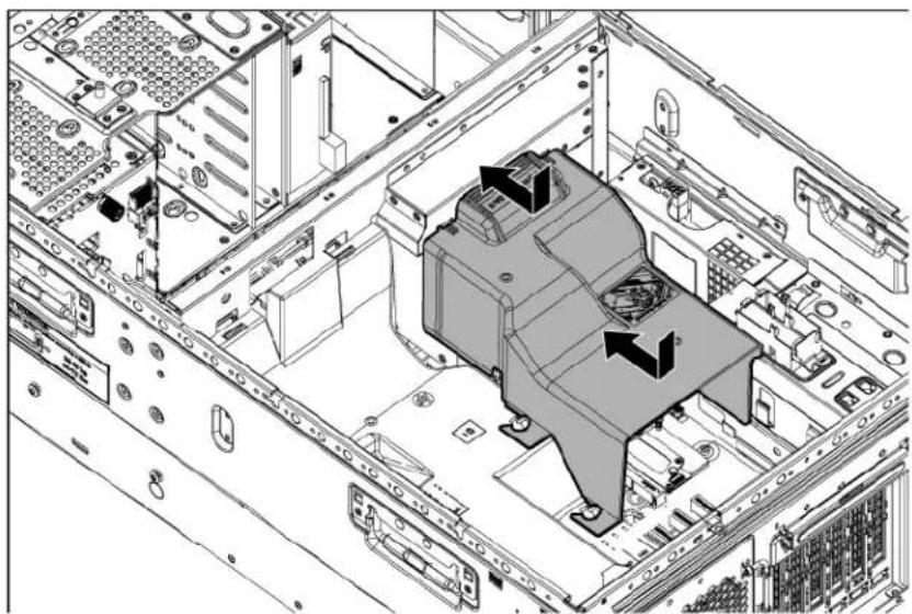 HP ProLiant ML350e G8 - Install the PCI air baffle - 2
