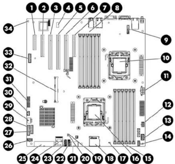 HP ProLiant ML350e G8 - System board components - 1