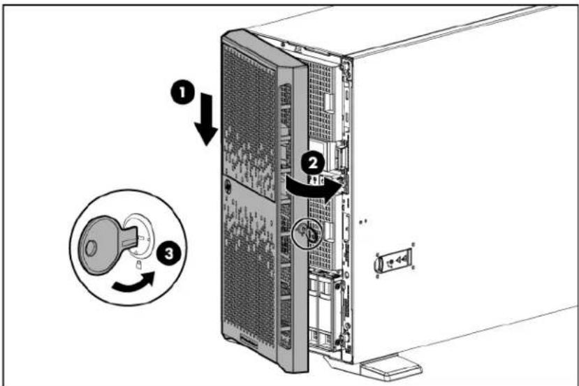 HP ProLiant ML350e G8 - Install the tower bezel - 1