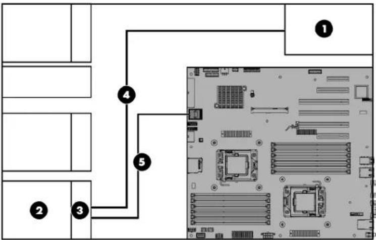 HP ProLiant ML350e G8 - Hot-plug four LFF SAS drive cabling - 1