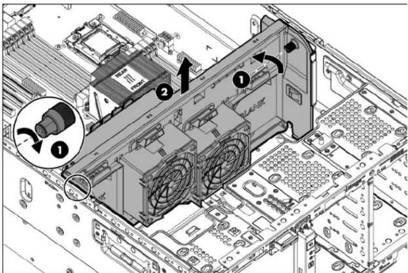 HP ProLiant ML350e G8 - Remove the fan cage - 2