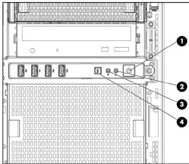 HP ProLiant ML350e G8 - Front panel LEDs and buttons - 1