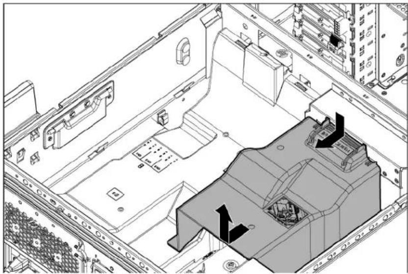 HP ProLiant ML350e G8 - Remove the PCI air baffle - 1