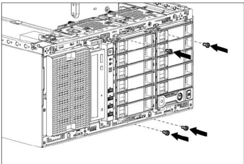HP ProLiant ML350e G8 - Installing the optional LFF hot-plug drive cage - 3
