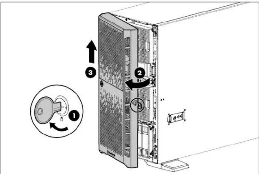 HP ProLiant ML350e G8 - Remove the tower bezel - 1