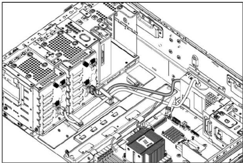 HP ProLiant ML350e G8 - Installing the optional LFF hot-plug drive cage - 5