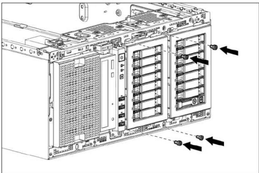HP ProLiant ML350e G8 - Installing the optional SFF hot-plug drive cage - 3