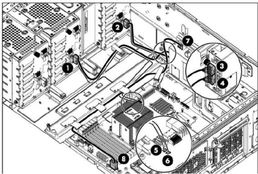 HP ProLiant ML350e G8 - Redundant power supply backplane connectors - 1