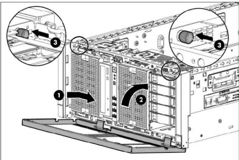 HP ProLiant ML350e G8 - Install the rack bezel - 1