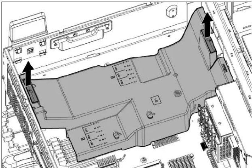 HP ProLiant ML350e G8 - Remove the system air baffle - 1