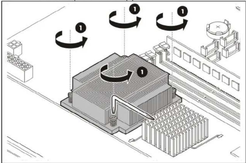 HP ProLiant DL120 G5 - To remove the heat sink: - 2