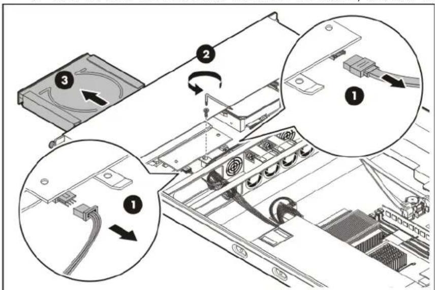 HP ProLiant DL120 G5 - To replace the default optical disc drive: - 1