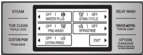 LG WDT1652BDS - To activate cycle options: - 1